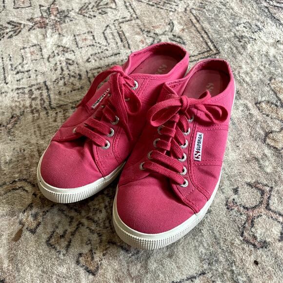 Superga Fantasia Womens Canvas Red Azalea Slip On Sneakers Size 8.5 Pink Lace-up - Picture 3 of 8
